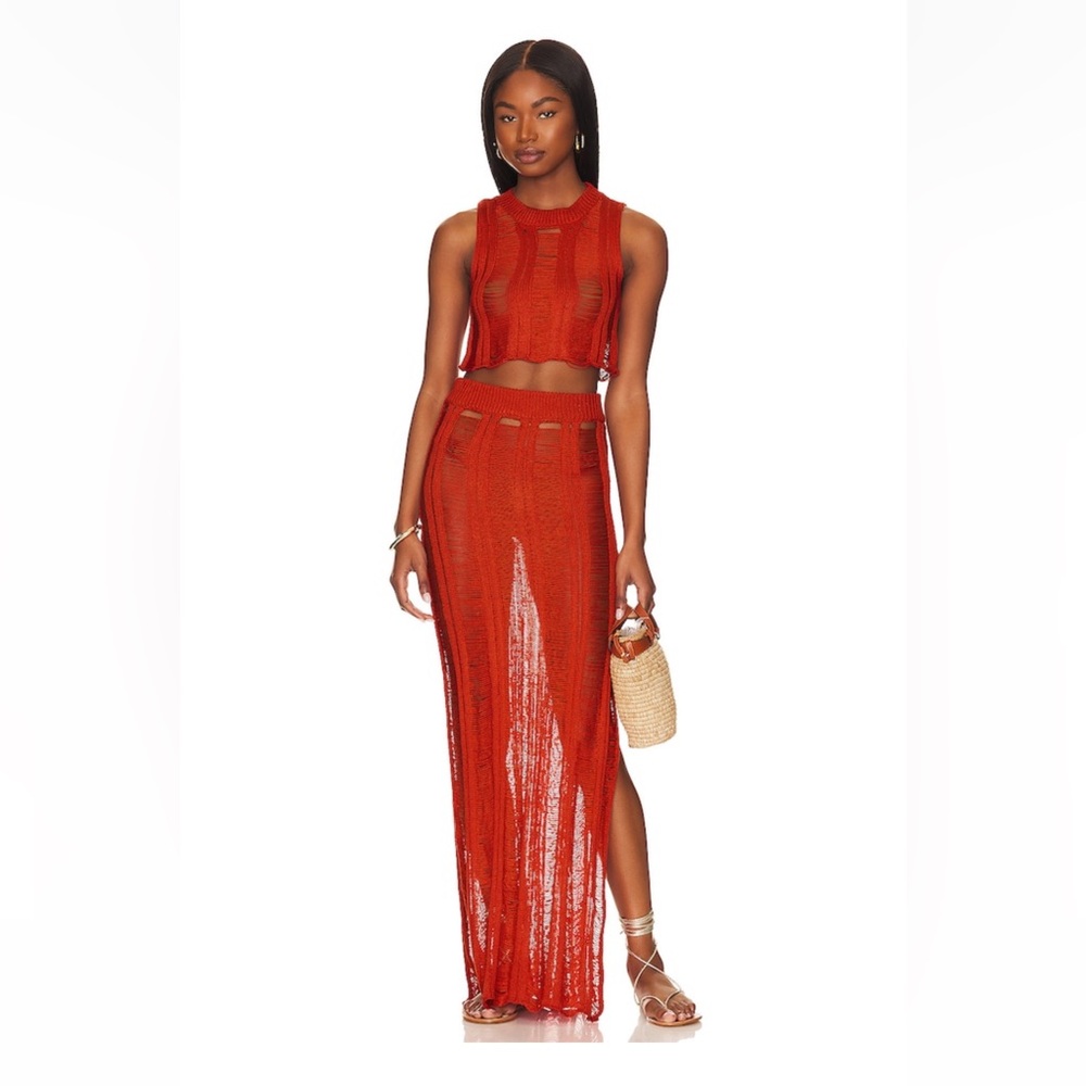 Tayla Maxi Skirt Set in Burnt Orange